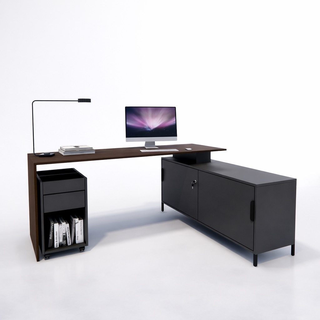 DEX Meja bentuk L untuk ruang 80X140cm