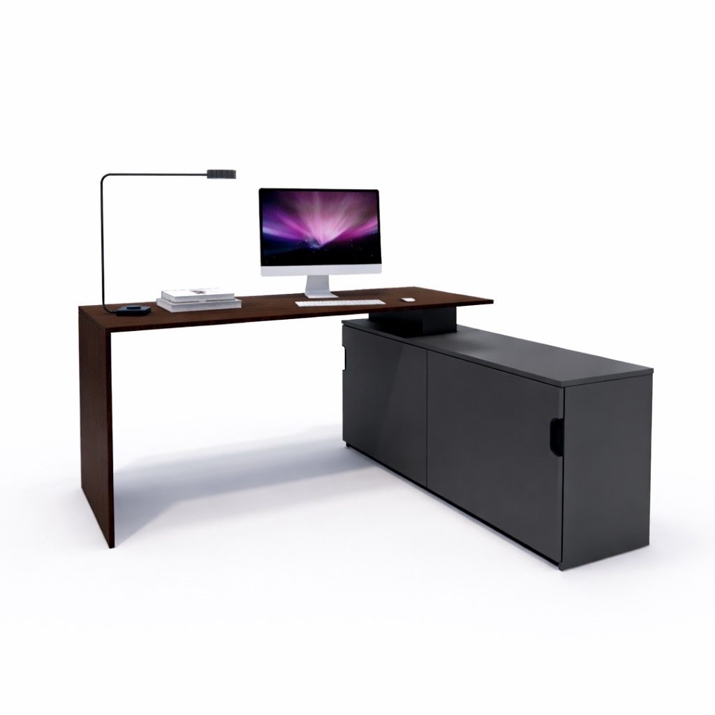DEX meja L dengan Credenza File Cabinet 160x140cm