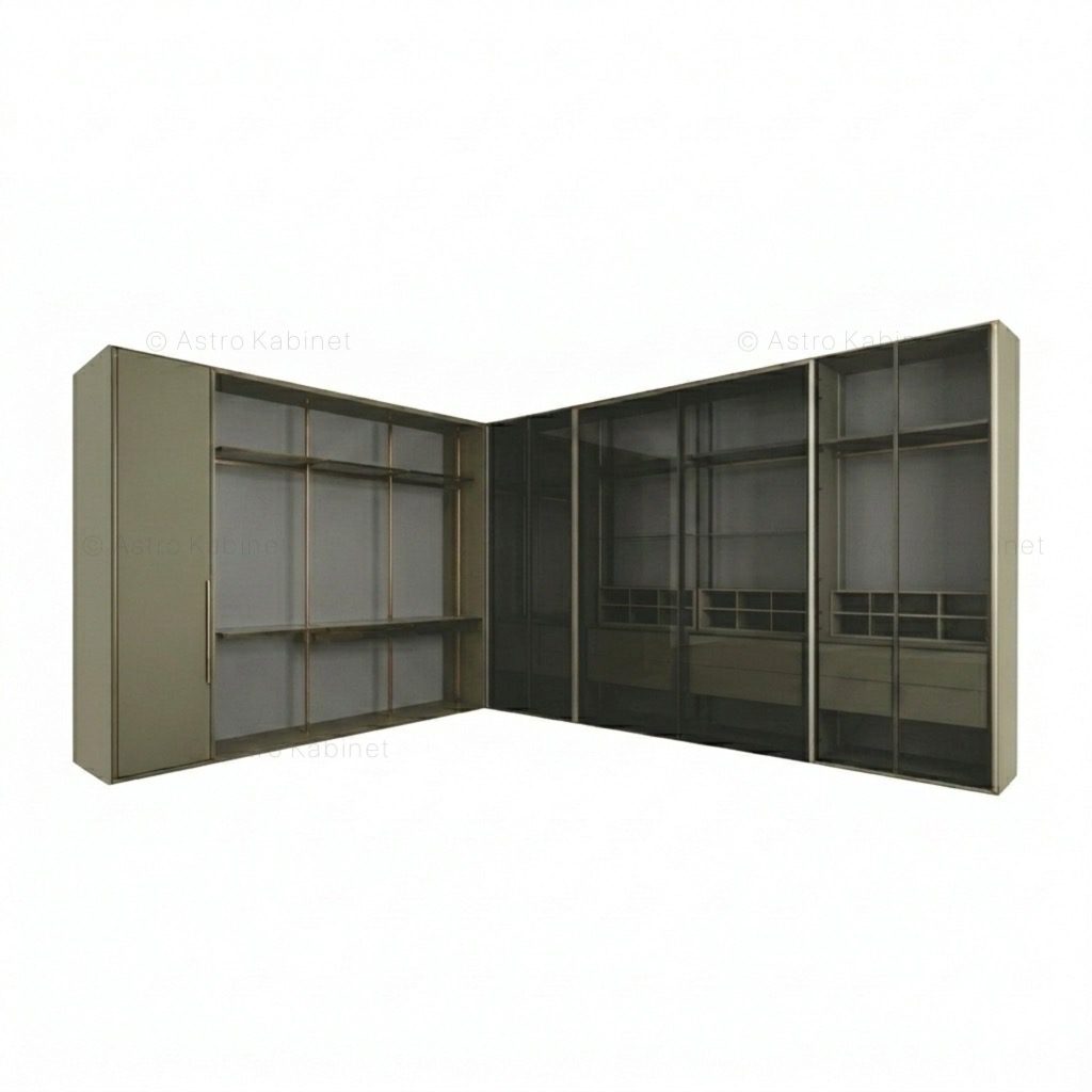 HUDSON Lemari pakaian bentuk L, untuk ruang 370x410cm