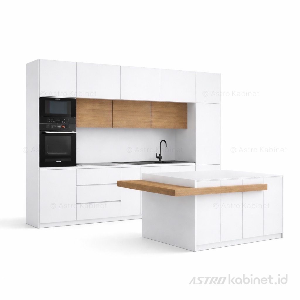 ARC Kitchen set dengan island kabinet, 360x240 cm