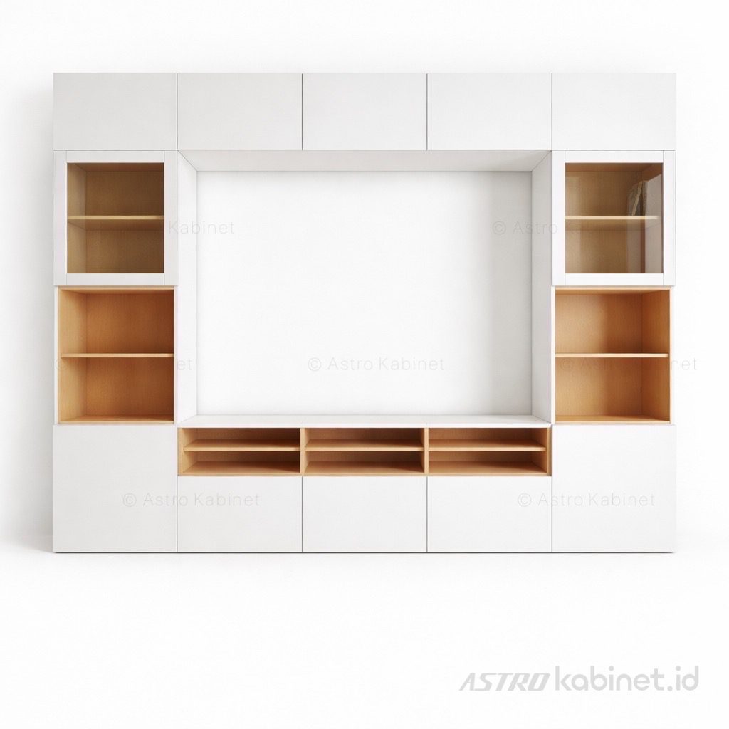 BEHANCE Rak TV kombinasi pintu kaca, 300x42x231 cm