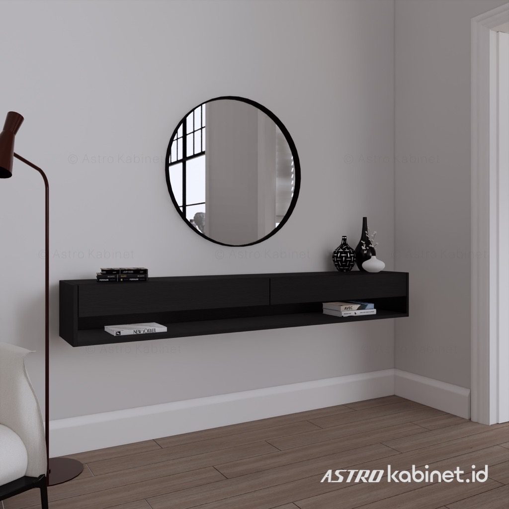 FRAME rak minimalis, 192x32x26cm, hitam